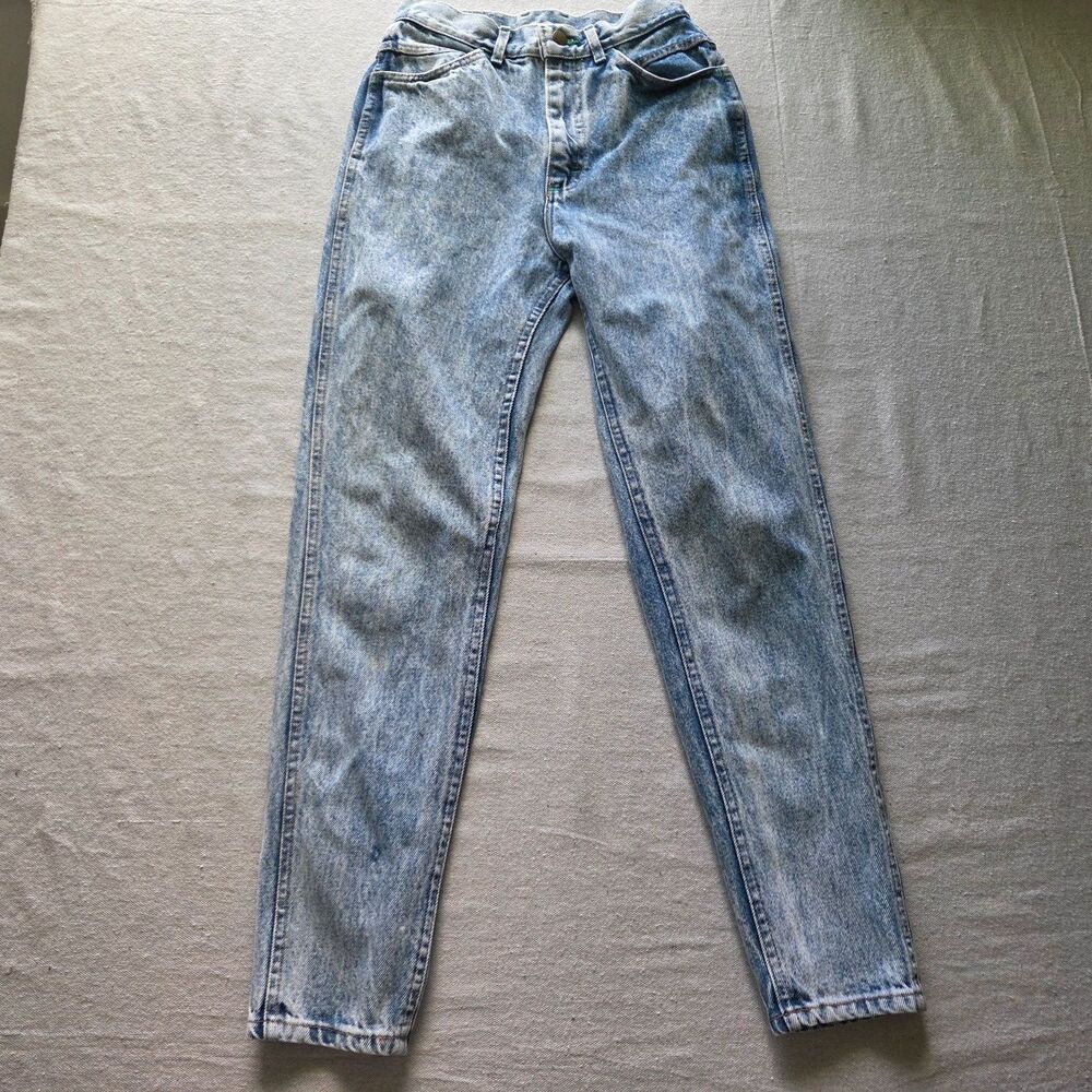 Vintage Jeans Womens 9 Blue Acid Wash Denim High Waist Tapered Leg  90s Made USA